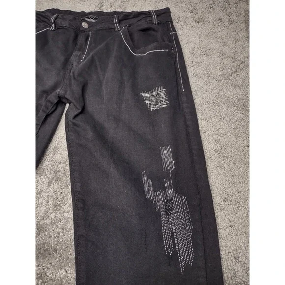 Uncs black jeans. Mens Large 32‎ inch Streetwear Y2K Grunge Distressed - Picture 4 of 15